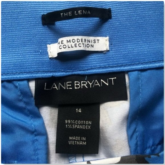 Lane Bryant Lena Modernist Blue Floral Ankle Pant Stretch Cotton Blend Sz 14 NWT - Picture 12 of 16